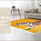 Ultra Soft Area Rug, Non Slip, Stain Resistant, Washable Area Rugs for Living Room, Bedroom, Vibrant Yellow Animal Motif(Gold)