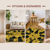 Ultra Soft Area Rug, Non Slip, Stain Resistant, Washable Area Rugs for Living Room, Bedroom, Playful Monochrome Feline Patterns(Yellow)