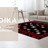Ultra Soft Area Rug, Non Slip, Stain Resistant, Washable Area Rugs for Living Room, Bedroom, Bold Contemporary Dice Composition(Red)