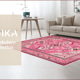 Ultra Soft Area Rug, Non Slip, Stain Resistant, Washable Area Rugs for Living Room, Bedroom, Chic Western Floral Aesthetic(Pink)