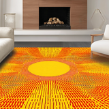 Ultra Soft Area Rug, Non Slip, Stain Resistant, Washable Area Rugs for Living Room, Bedroom, Bright Warmth Sun Graphic(Yellow)