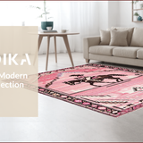 Ultra Soft Area Rug, Non Slip, Stain Resistant, Washable Area Rugs for Living Room, Bedroom, Whimsical Cowgirl Shag Pattern(Pink)