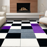 Ultra Soft Area Rug, Non Slip, Stain Resistant, Washable Area Rugs for Living Room, Bedroom, Sophisticated Monochrome Shapes(Black)