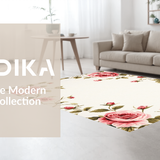 Ultra Soft Area Rug, Non Slip, Stain Resistant, Washable Area Rugs for Living Room, Bedroom, Luxurious Blooming Elegance Theme(White)
