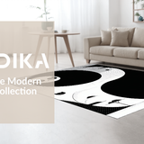 Ultra Soft Area Rug, Non Slip, Stain Resistant, Washable Area Rugs for Living Room, Bedroom, Playful Abstract Kitty Motif(Black)
