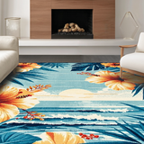 Ultra Soft Area Rug, Non Slip, Stain Resistant, Washable Area Rugs for Living Room, Bedroom, Exotic Botanical Graphic Design(Orange)