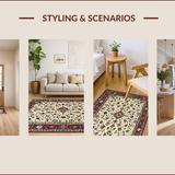 Ultra Soft Area Rug, Non Slip, Stain Resistant, Washable Area Rugs for Living Room, Bedroom, Luxurious Classic Ornate Patterns(Ivory)