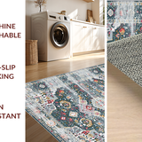 Ultra Soft Area Rug, Non Slip, Stain Resistant, Washable Area Rugs for Living Room, Bedroom, Cozy Earthy Floral Design(Gray)