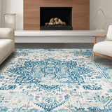 Ultra Soft Area Rug, Non Slip, Stain Resistant, Washable Area Rugs for Living Room, Bedroom, Whimsical Light Blue Curved Patterns(Blue)