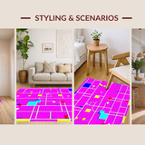 Ultra Soft Area Rug, Non Slip, Stain Resistant, Washable Area Rugs for Living Room, Bedroom, Joyful Pink and Yellow Artistic Layout(Pink)