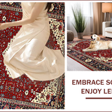 Ultra Soft Area Rug, Non Slip, Stain Resistant, Washable Area Rugs for Living Room, Bedroom, Elegant Red Floral Heritage Pattern(Red)