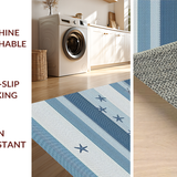 Ultra Soft Area Rug, Non Slip, Stain Resistant, Washable Area Rugs for Living Room, Bedroom, Contemporary Blue Nautical Motif(Blue)