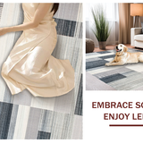 Ultra Soft Area Rug, Non Slip, Stain Resistant, Washable Area Rugs for Living Room, Bedroom, Sleek Neutral Tone Striping(Gray)