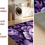 Ultra Soft Area Rug, Non Slip, Stain Resistant, Washable Area Rugs for Living Room, Bedroom, Rustic Purple Blossom Pattern(Purple)