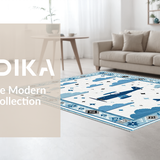 Ultra Soft Area Rug, Non Slip, Stain Resistant, Washable Area Rugs for Living Room, Bedroom, Sky-themed Cartoon Animal Parade(Blue)