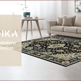 Ultra Soft Area Rug, Non Slip, Stain Resistant, Washable Area Rugs for Living Room, Bedroom, Chic Floral Paisley Elegance(Black)
