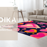 Ultra Soft Area Rug, Non Slip, Stain Resistant, Washable Area Rugs for Living Room, Bedroom, Vivid Whimsical Pink Color Splash(Purple)