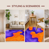 Ultra Soft Area Rug, Non Slip, Stain Resistant, Washable Area Rugs for Living Room, Bedroom, Modern Eclectic Wave-like Theme(Orange)