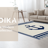 Ultra Soft Area Rug, Non Slip, Stain Resistant, Washable Area Rugs for Living Room, Bedroom, Coastal Inspired Anchor Motif(Beige)