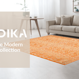 Ultra Soft Area Rug, Non Slip, Stain Resistant, Washable Area Rugs for Living Room, Bedroom, Modern Abstract Colorful Composition(Orange)