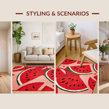 Ultra Soft Area Rug, Non Slip, Stain Resistant, Washable Area Rugs for Living Room, Bedroom, Vibrant Tropical Fruit Illustration(Red)