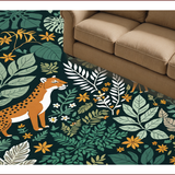 Ultra Soft Area Rug, Non Slip, Stain Resistant, Washable Area Rugs for Living Room, Bedroom, Modern Washable Botanical Playroom Area Rug(Green)