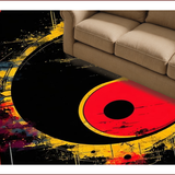 Ultra Soft Area Rug, Non Slip, Stain Resistant, Washable Area Rugs for Living Room, Bedroom, Whimsical Black and White Symmetrical Motif(Red)