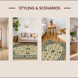 Ultra Soft Area Rug, Non Slip, Stain Resistant, Washable Area Rugs for Living Room, Bedroom, Natural Green Entryway Rug with Intricate Details(Beige)