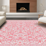 Ultra Soft Area Rug, Non Slip, Stain Resistant, Washable Area Rugs for Living Room, Bedroom, Coquette Ribbon Edge Rug Scalloped Bow Print with Artistic Wavy Patterns(Pink)