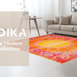 Ultra Soft Area Rug, Non Slip, Stain Resistant, Washable Area Rugs for Living Room, Bedroom, Unique Soft Abstract Rainbow Theme(Orange)