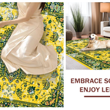 Ultra Soft Area Rug, Non Slip, Stain Resistant, Washable Area Rugs for Living Room, Bedroom, Eclectic Vibrant Leafy Motif(Yellow)