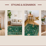 Ultra Soft Area Rug, Non Slip, Stain Resistant, Washable Area Rugs for Living Room, Bedroom, Eclectic Abstract Jungle Motif(Green)