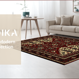 Ultra Soft Area Rug, Non Slip, Stain Resistant, Washable Area Rugs for Living Room, Bedroom, Forest Lodge Pet-Friendly Entryway Rug Elk Design(Red)