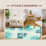 Ultra Soft Area Rug, Non Slip, Stain Resistant, Washable Area Rugs for Living Room, Bedroom, Rustic Oceanic Color Block Design(Ivory)