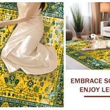 Ultra Soft Area Rug, Non Slip, Stain Resistant, Washable Area Rugs for Living Room, Bedroom, Whimsical Multi-Hued Floral Arrangement(Yellow)