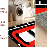 Ultra Soft Area Rug, Non Slip, Stain Resistant, Washable Area Rugs for Living Room, Bedroom, Sleek Checkered Racing Style(Black)