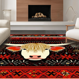Ultra Soft Area Rug, Non Slip, Stain Resistant, Washable Area Rugs for Living Room, Bedroom, Scandinavian Cozy Cattle Design(Black)