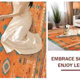 Ultra Soft Area Rug, Non Slip, Stain Resistant, Washable Area Rugs for Living Room, Bedroom, Radiant Earth Tones Abstract Design(Orange)