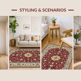Ultra Soft Area Rug, Non Slip, Stain Resistant, Washable Area Rugs for Living Room, Bedroom, Rustic Vintage Ethnic Patterns(Red)