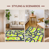 Ultra Soft Area Rug, Non Slip, Stain Resistant, Washable Area Rugs for Living Room, Bedroom, Charming Traffic Storytelling Carpet(Gray)