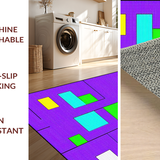 Ultra Soft Area Rug, Non Slip, Stain Resistant, Washable Area Rugs for Living Room, Bedroom, Vibrant Educational Tiled Design(Purple)