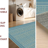 Ultra Soft Area Rug, Non Slip, Stain Resistant, Washable Area Rugs for Living Room, Bedroom, Abstract Lattice Design in Blue(Blue)