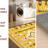 Ultra Soft Area Rug, Non Slip, Stain Resistant, Washable Area Rugs for Living Room, Bedroom, Elegant Low-Pile Geometric Design(Yellow)