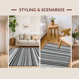 Ultra Soft Area Rug, Non Slip, Stain Resistant, Washable Area Rugs for Living Room, Bedroom, Minimalist Dual-Tone Striped Floor Covering with Absorbent Non-Slip Texture(Gray)