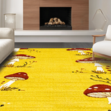 Ultra Soft Area Rug, Non Slip, Stain Resistant, Washable Area Rugs for Living Room, Bedroom, Vibrant Quirky Nature Motif(Yellow)
