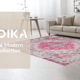 Ultra Soft Area Rug, Non Slip, Stain Resistant, Washable Area Rugs for Living Room, Bedroom, Rustic Subtle Floral Aesthetic(Pink)