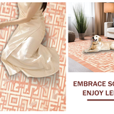 Ultra Soft Area Rug, Non Slip, Stain Resistant, Washable Area Rugs for Living Room, Bedroom, Chic Pastel Lattice Geometric Design(Orange)
