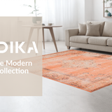 Ultra Soft Area Rug, Non Slip, Stain Resistant, Washable Area Rugs for Living Room, Bedroom, Classic Mediterranean Textured Appeal(Orange)