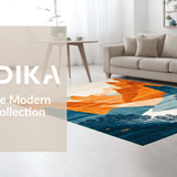 Ultra Soft Area Rug, Non Slip, Stain Resistant, Washable Area Rugs for Living Room, Bedroom, Lively Modern Abstract Composition(Orange)