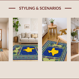 Ultra Soft Area Rug, Non Slip, Stain Resistant, Washable Area Rugs for Living Room, Bedroom, Texas State Multi-Color Entryway Accent Rug(Blue)